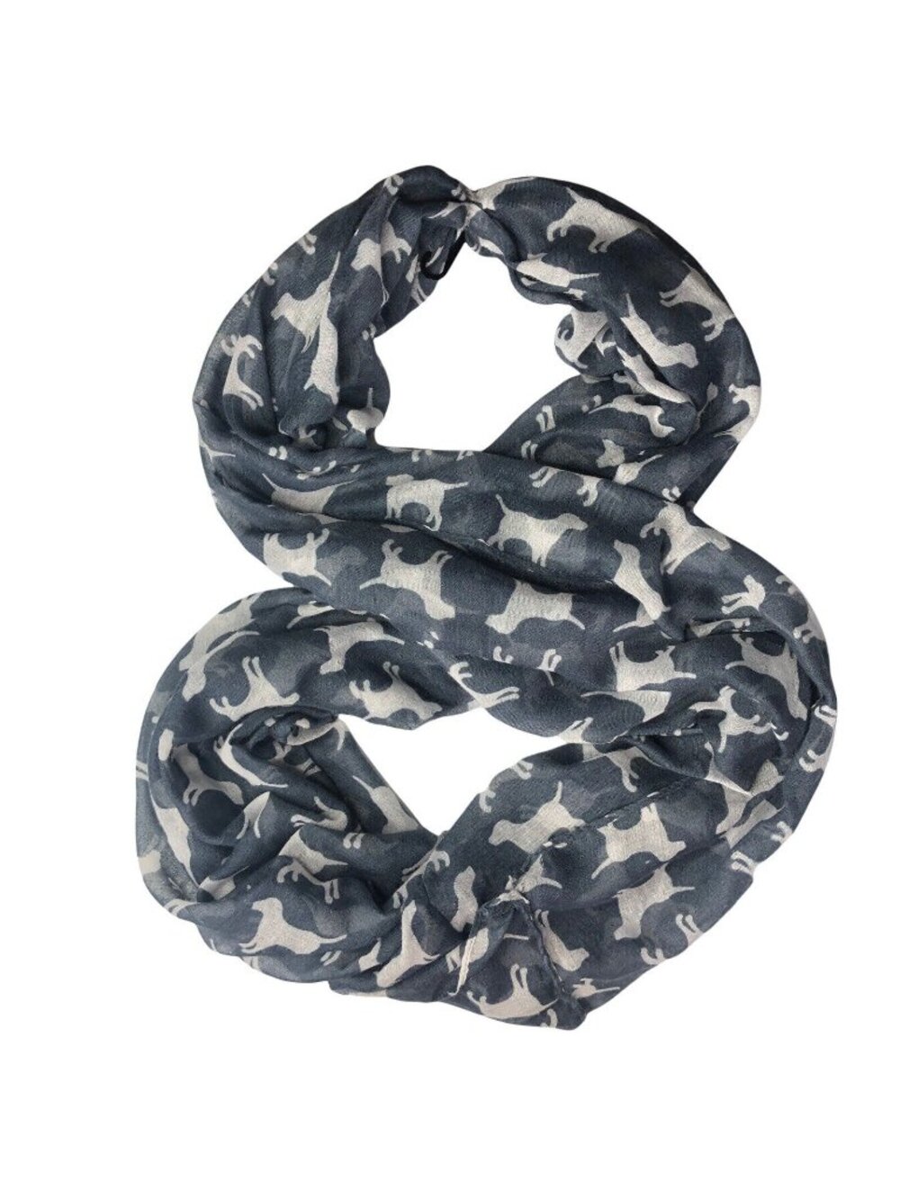 Lina & Lily Infinity Scarf Dog Themed Womens Gray White Light Weight